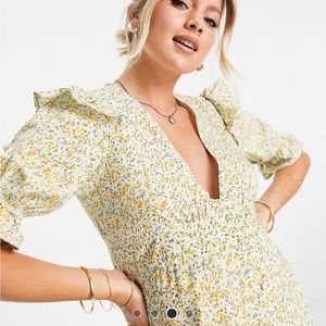 Influence maternity button down front midi floral dress